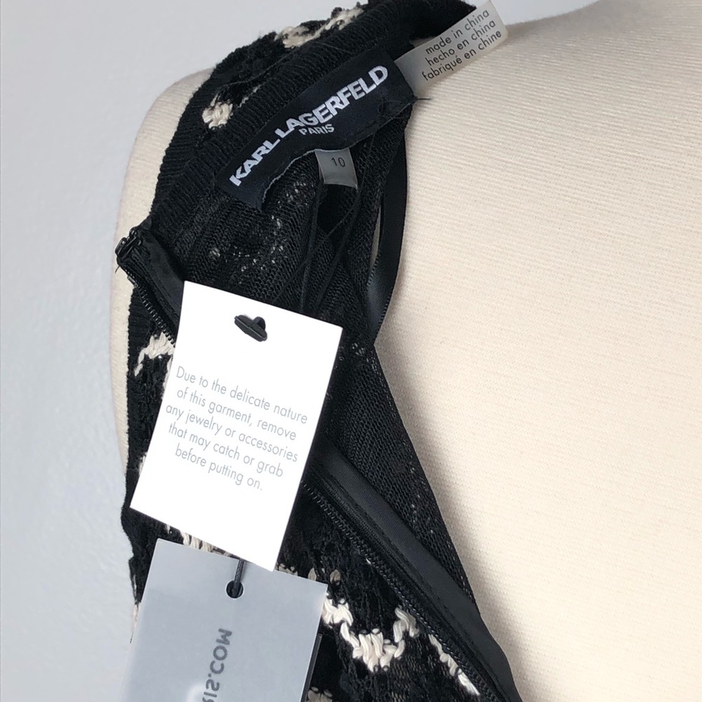 KARL LAGERFELD fit flare dress black white crochet - Picture 8 of 8